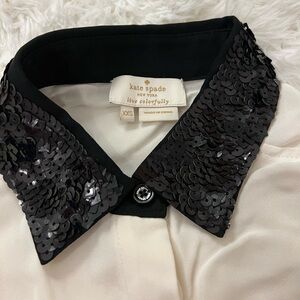 Kate Spade Sequin Collar Button Down Blouse